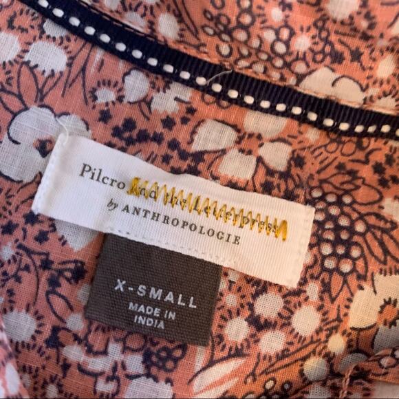 Anthropologie Pilcro Sasha pink floral button down shirt size Extra Small XS - Picture 10 of 15